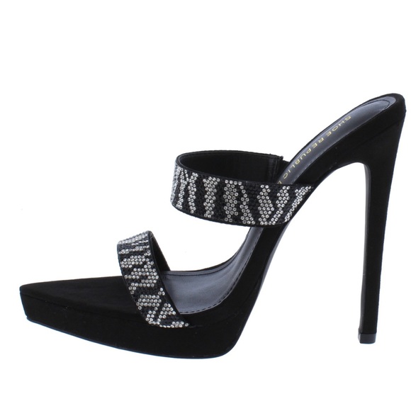 Shoes - Black Rhinestone Heels NWOB